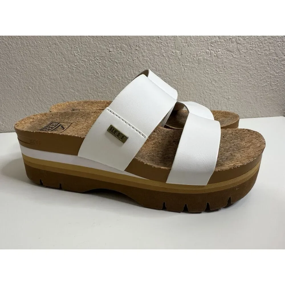 Reef Women's Cushion Vista Hi Sandals Platform White Size 7 Higher Sandal - Picture 1 of 8